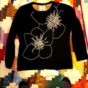 Anthropologie Tabitha Black and White Cardigan M